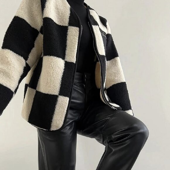 storets Jackets & Blazers - Storets Checkerboard Fleece Jacket